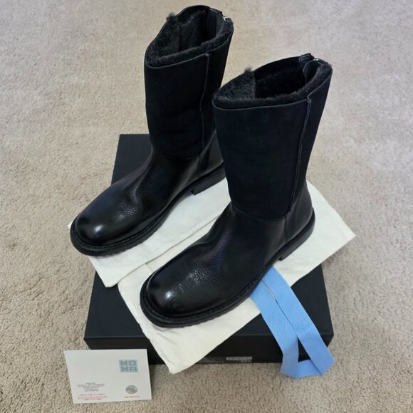 MOMA Italy Rick Nero Black Leather Ankle Boots Tronchetto EU 38.5 / US 8.5 - Picture 4 of 11